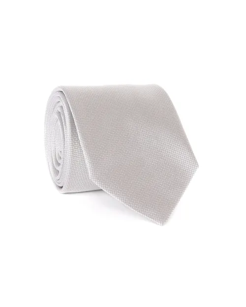 ETON TIE - SILVER - PURE SILK