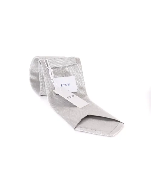 ETON TIE - SILVER - PURE SILK