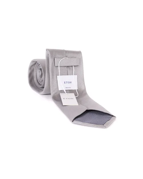 ETON TIE - SILVER - PURE SILK