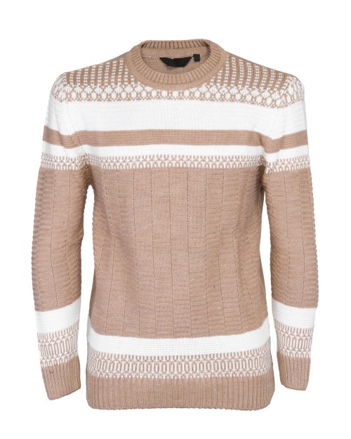 EXTE' SWEATER - BEIGE & WHITE - WOOL