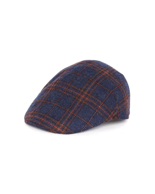 EZZELINO ASCOT CAP - BLUE & RUST - WOOL TWEED