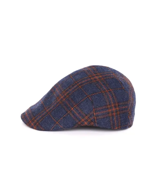 EZZELINO ASCOT CAP - BLUE & RUST - WOOL TWEED