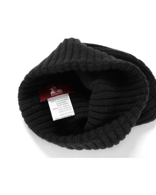 EZZELINO BEANIE - BLACK - WOOL & CASHMERE