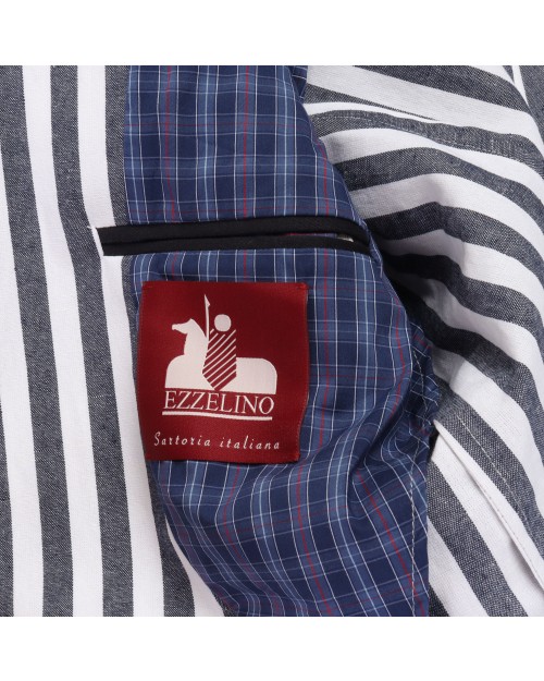 EZZELINO SPORT COAT - BLUE & WHITE - COTTON & LINEN