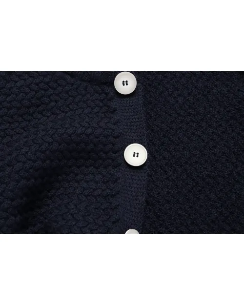 EZZELINO 6-PLY CARDIGAN SWEATER - NAVY BLUE - MERINO WOOL