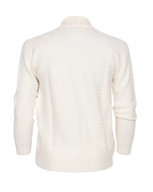 EZZELINO 6-PLY CARDIGAN SWEATER - OFF-WHITE - MERINO WOOL