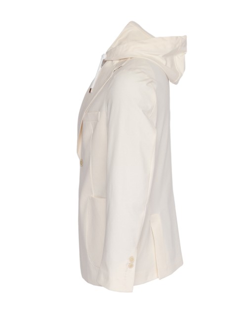 EZZELINO HOODED SPORT COAT - OFF-WHITE - STRETCH COTTON