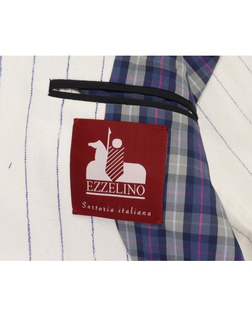 EZZELINO SPORT COAT - WHITE & BLUE - COTTON & LINEN