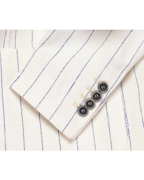 EZZELINO SPORT COAT - WHITE & BLUE - COTTON & LINEN