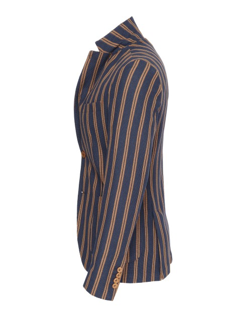 EZZELINO SPORT COAT - BLUE & BROWN - LIGHTWEIGHT WOOL & COTTON