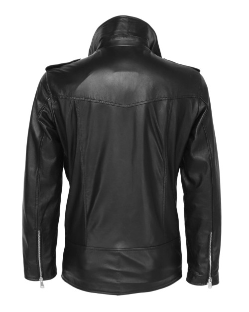 EZZELINO MOTORCYCLE JACKET - BLACK - LAMBSKIN