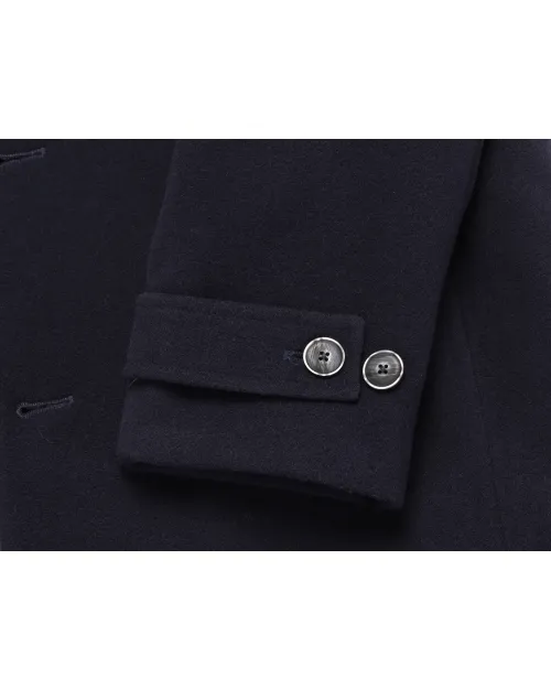 EZZELINO OVERCOAT - NAVY BLUE - STRETCH WOOL & COTTON
