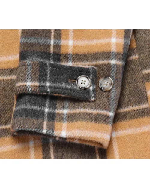 EZZELINO OVERCOAT - CAMEL & GREY - STRETCH WOOL & CASHMERE