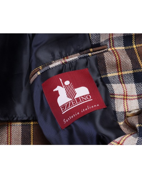 EZZELINO SPORT COAT - BLUE, BEIGE, YELLOW & RED - WOOL