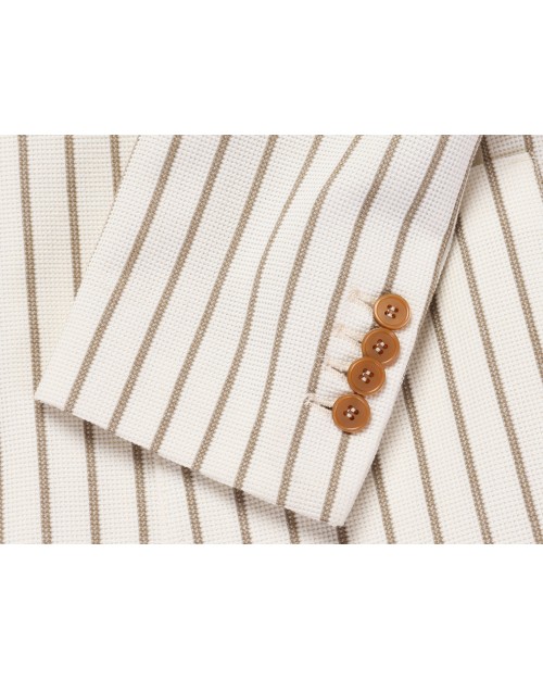 EZZELINO SPORT COAT - WHITE & BROWN - COTTON & LINEN