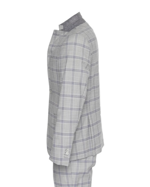 EZZELINO SUIT - GREY & BLUE-  LIGHTWEIGHT WOOL & COTTON