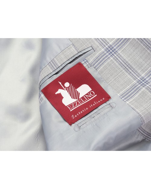 EZZELINO SUIT - GREY & BLUE-  LIGHTWEIGHT WOOL & COTTON