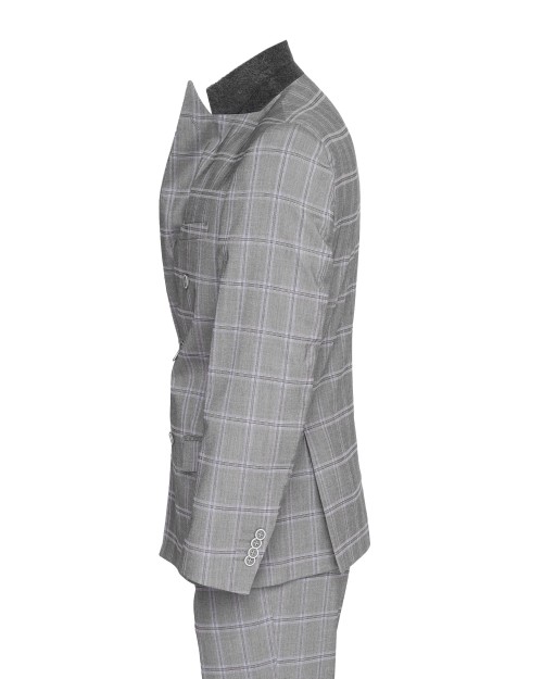 EZZELINO SUIT - GREY & BLUE - LIGHTWEIGHT WOOL & COTTON