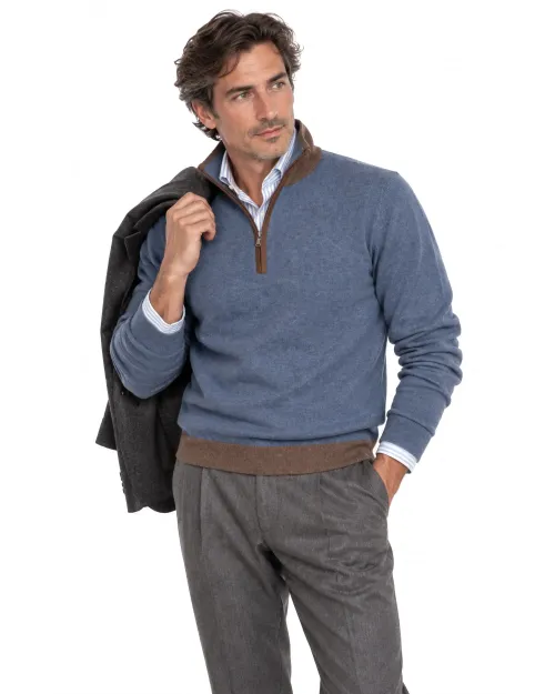 EZZELINO SWEATER - BLUE - WOOL & CASHMERE