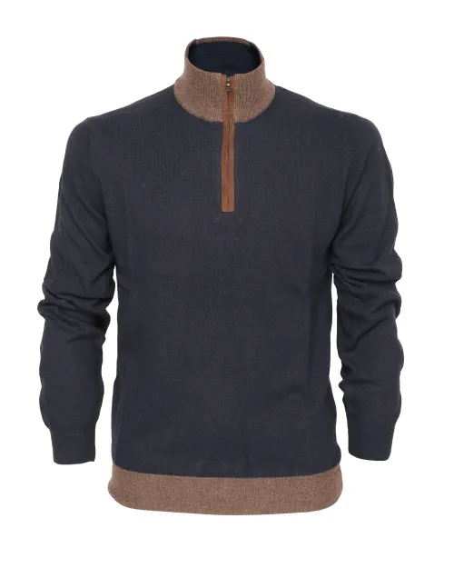 EZZELINO SWEATER - NAVY BLUE - WOOL & CASHMERE