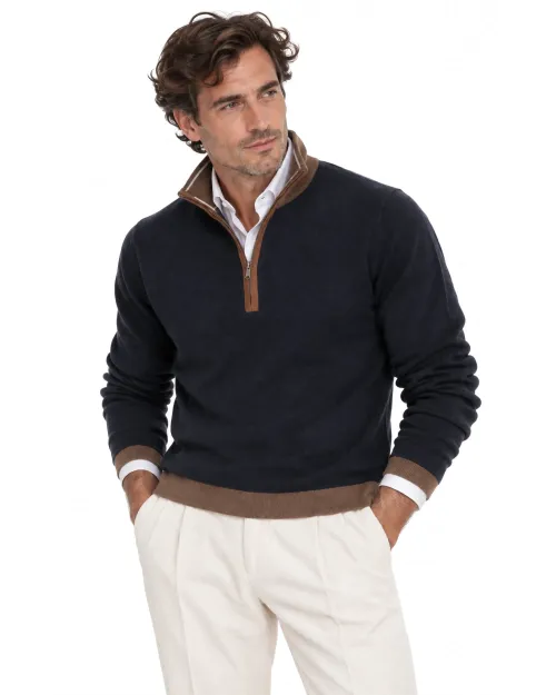 EZZELINO SWEATER - NAVY BLUE - WOOL & CASHMERE