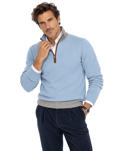 EZZELINO SWEATER - SKY BLUE - WOOL & CASHMERE