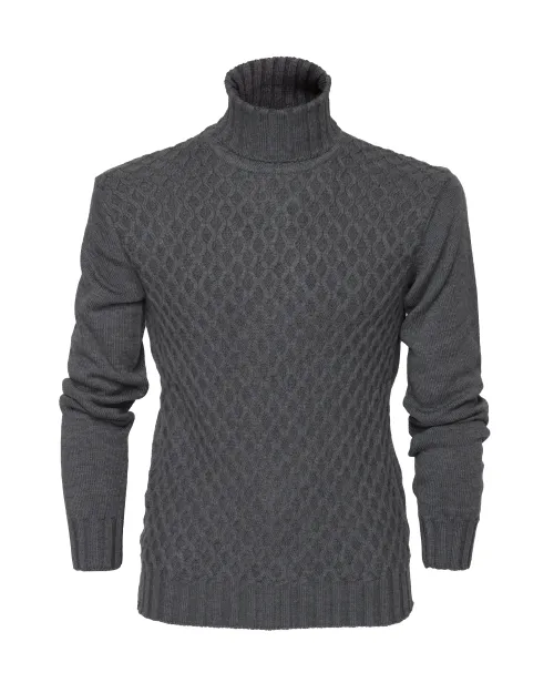 EZZELINO 6-PLY TURTLENECK SWEATER - DARK GREY - MERINO WOOL