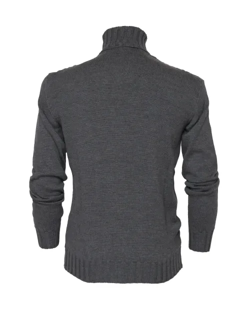 EZZELINO 6-PLY TURTLENECK SWEATER - DARK GREY - MERINO WOOL