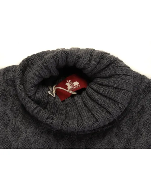 EZZELINO 6-PLY TURTLENECK SWEATER - DARK GREY - MERINO WOOL