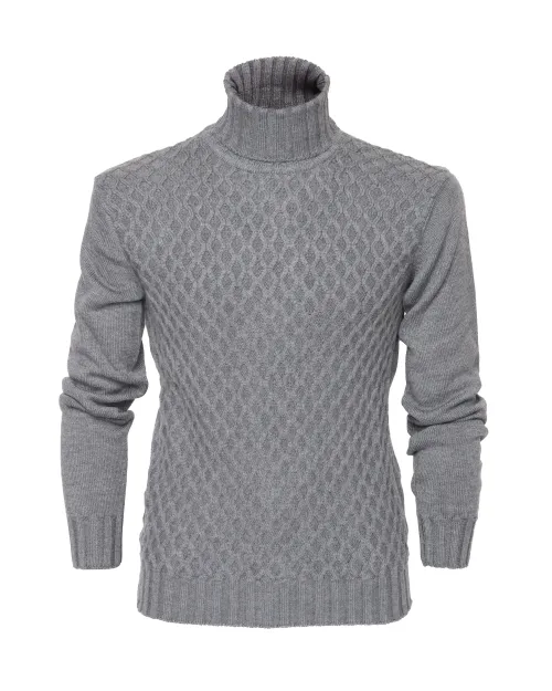 EZZELINO 6-PLY TURTLENECK SWEATER - GREY - MERINO WOOL