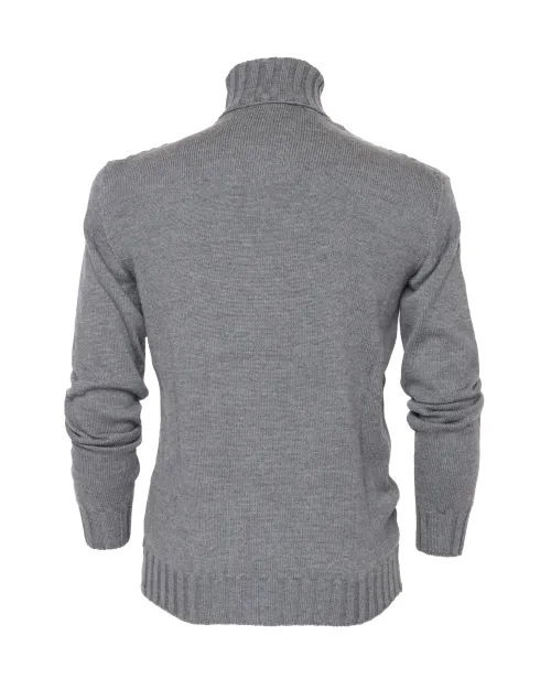 EZZELINO 6-PLY TURTLENECK SWEATER - GREY - MERINO WOOL