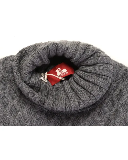 EZZELINO 6-PLY TURTLENECK SWEATER - GREY - MERINO WOOL