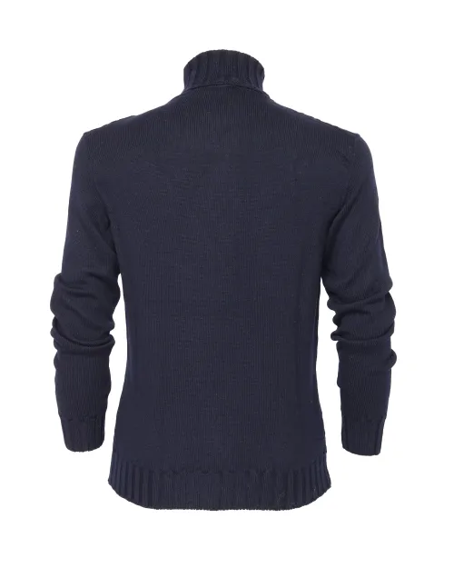 EZZELINO 6-PLY TURTLENECK SWEATER - NAVY BLUE - MERINO WOOL