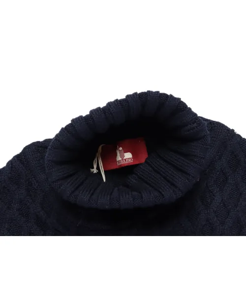 EZZELINO 6-PLY TURTLENECK SWEATER - NAVY BLUE - MERINO WOOL
