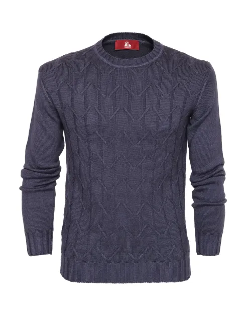 EZZELINO 6-PLY SWEATER - NAVY BLUE - MERINO WOOL