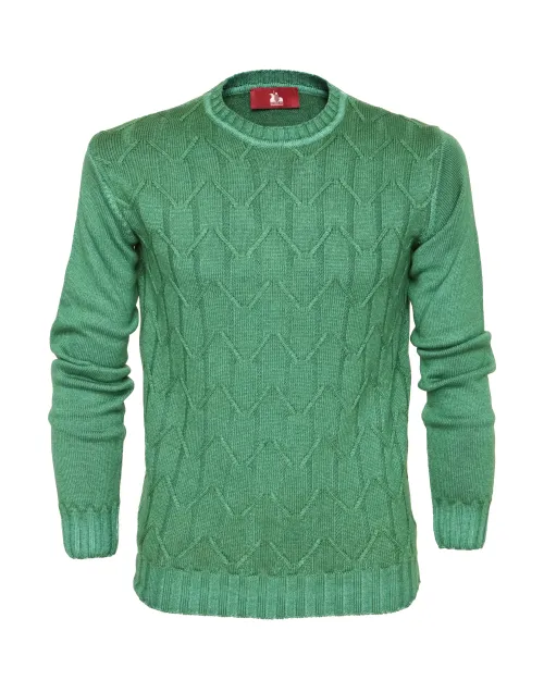 EZZELINO 6-PLY SWEATER - GREEN - MERINO WOOL
