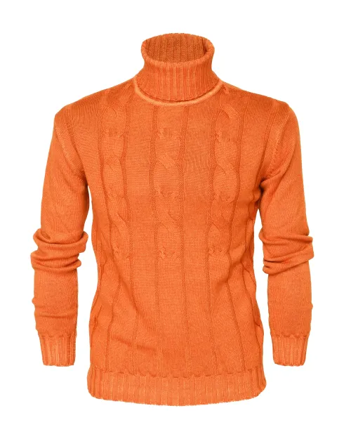 EZZELINO 6-PLY TURTLENECK SWEATER - ORANGE - MERINO WOOL