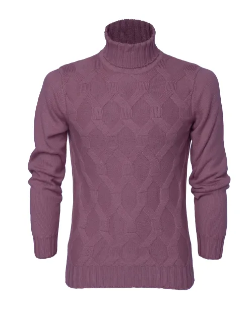 EZZELINO 6-PLY TURTLENECK SWEATER - PURPLE - MERINO WOOL