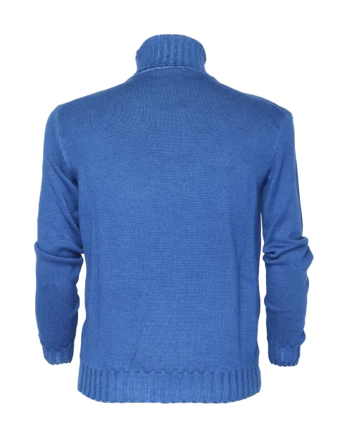 EZZELINO 6-PLY TURTLENECK SWEATER - BLUE - MERINO WOOL