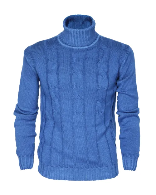 EZZELINO 6-PLY TURTLENECK SWEATER - BLUE - MERINO WOOL