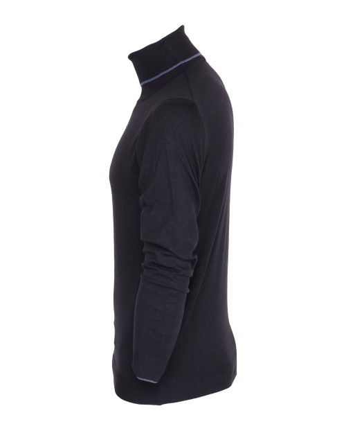 EZZELINO TURTLENECK SWEATER - NAVY BLUE - WOOL & COTTON