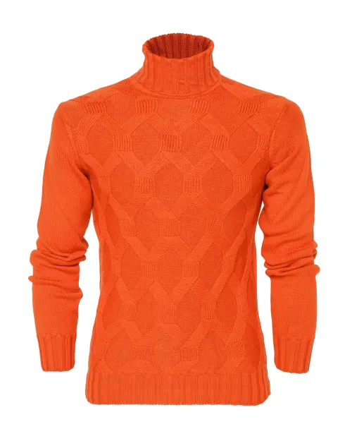EZZELINO 6-PLY TURTLENECK SWEATER - ORANGE - MERINO WOOL