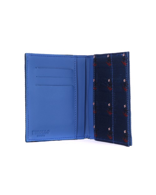 FINOLLO GENOVA WALLET - PURE SILK & LAMBSKIN - BLUE