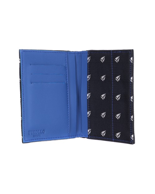 FINOLLO GENOVA WALLET - PURE SILK & LAMBSKIN - NAVY BLUE