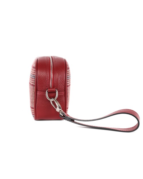 FRATELLI NOVIELLO CLUTCH BAG - CARDINAL RED, BEIGE & BLUE - CASHMERE & VICUNA