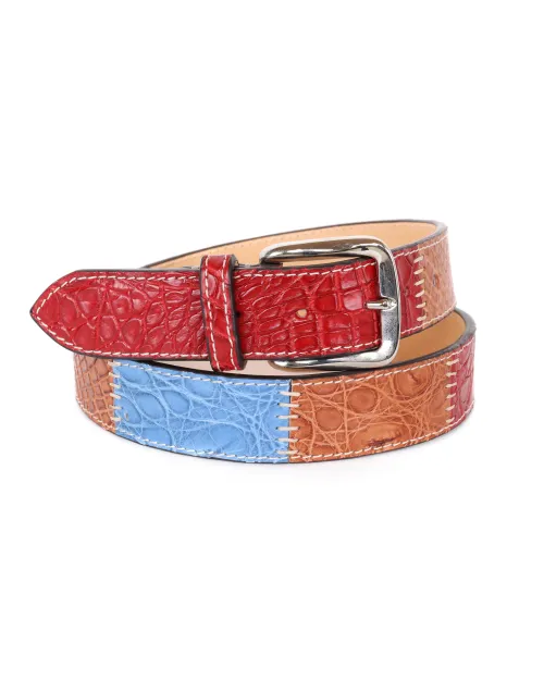FRATELLI NOVIELLO BELT - MULTICOLOR - GENUINE CROCODILE LEATHER