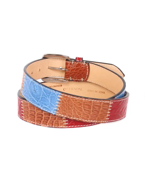 FRATELLI NOVIELLO BELT - MULTICOLOR - GENUINE CROCODILE LEATHER