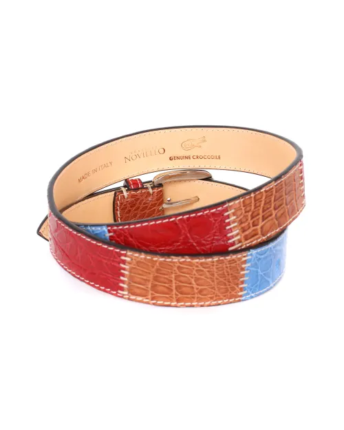 FRATELLI NOVIELLO BELT - MULTICOLOR - GENUINE CROCODILE LEATHER