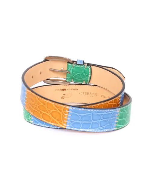 FRATELLI NOVIELLO BELT - MULTICOLOR - GENUINE CROCODILE LEATHER