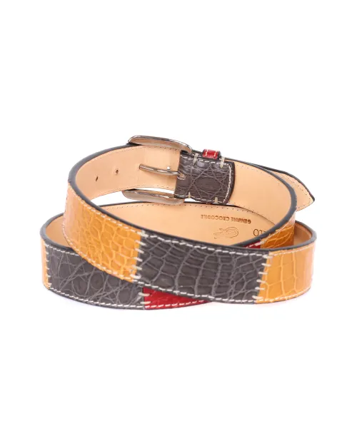 FRATELLI NOVIELLO BELT - MULTICOLOR - GENUINE CROCODILE LEATHER